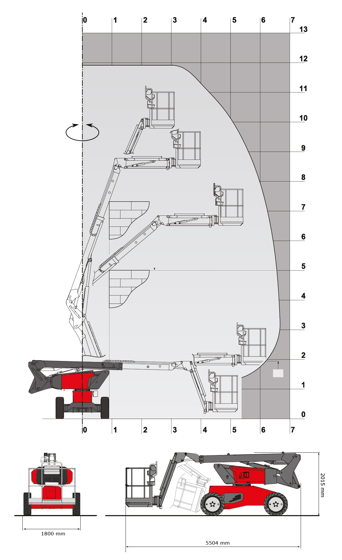 Werkdiagram Manitou Man'go 12 knikarmhoogwerker