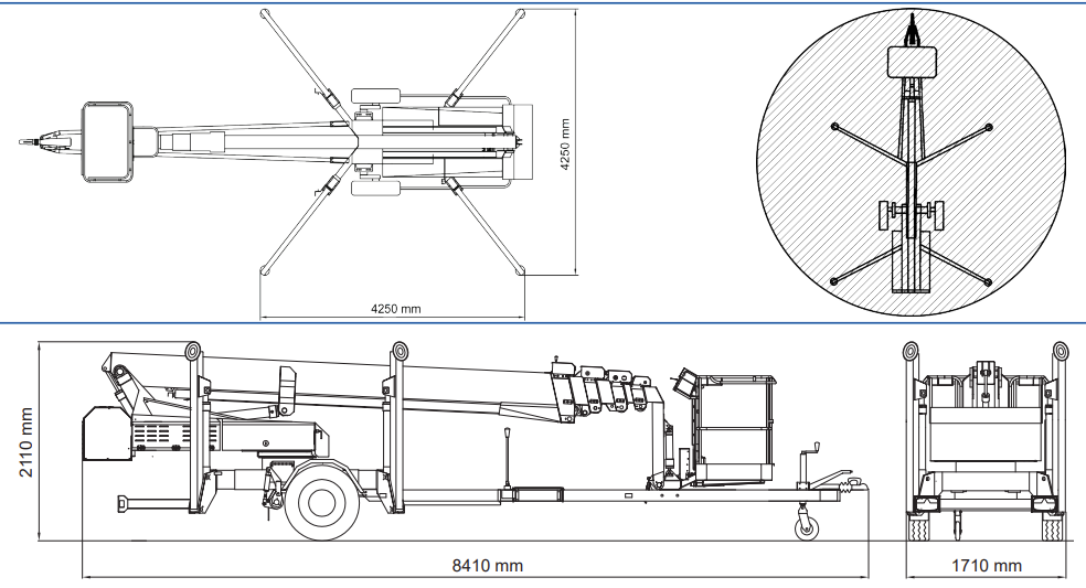 Werkdiagram Omme 2500 EBD transportafmetingen
